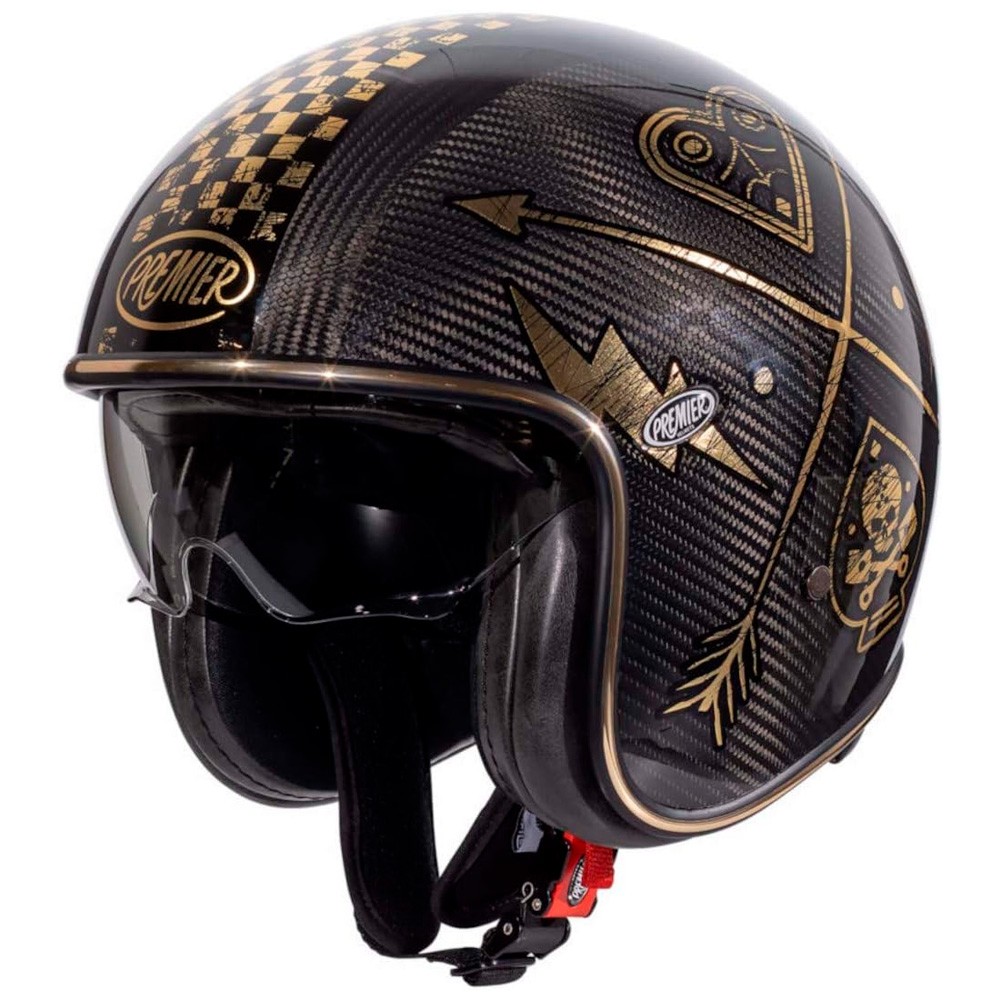 PREMIER VINTAGE CARBON NX GOLD CHROMED JET HELMET - Offer