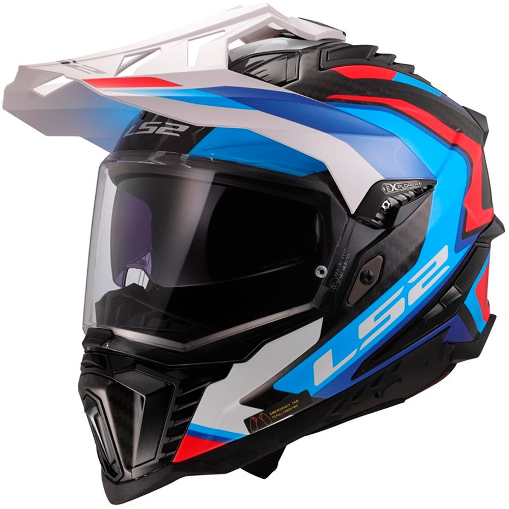 LS2 MX701 CARBON EXPLORER FRONTIER II TRAIL HELMET - WHITE / BLUE