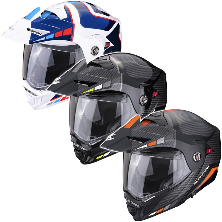 scorpion adx-2 camino helmet MODULAR TRAIL SCORPION ADX2 CAMINO HELMET WHITE / BLUE / RED